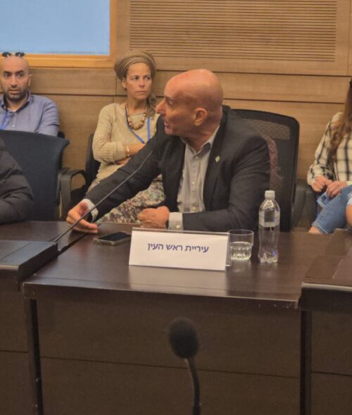 רז שגיא בישיבת ועדת הביקורת בכנסת בנושא שריפות הפסולת, צילום באדיבות דוברות עיריית ראש העין